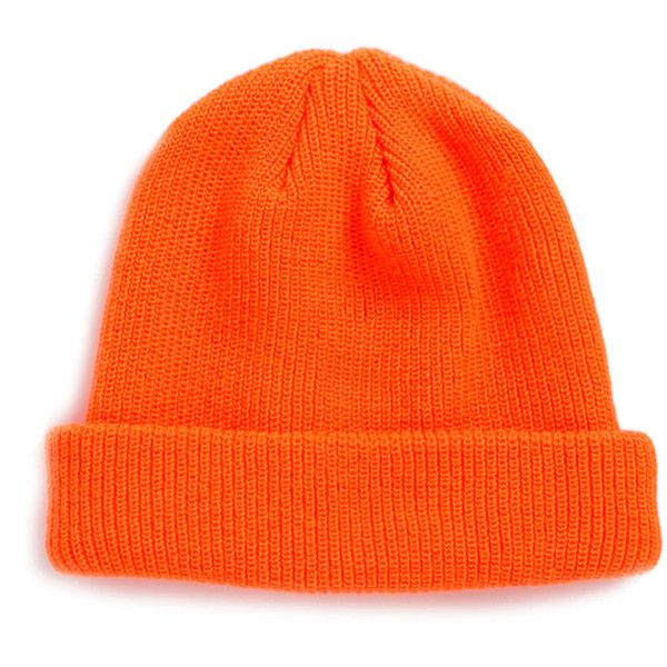 an orange beanie hat on a white background