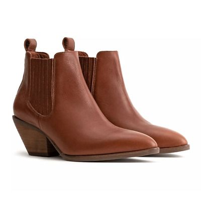 PATINA x PORTLAND LEATHER GOODS | Dakota Western Ankle Boot Tucson Brown | 8.5  | eBay Casual Chelsea Boots With Stacked Heel And Pointed Toe, Casual Leather Chelsea Boots With Low Heel, Casual Low Heel Leather Chelsea Boots, Brown Chelsea Boots With Pointed Toe And Stacked Heel, Brown Pointed Toe Chelsea Boots With Stacked Heel, Brown Chelsea Boots Medium Width For Spring, Spring Brown Chelsea Boots Medium Width, Fall Ankle-high Chelsea Boots With Heel Pull Tab, Classic Ankle-high Booties For Fall