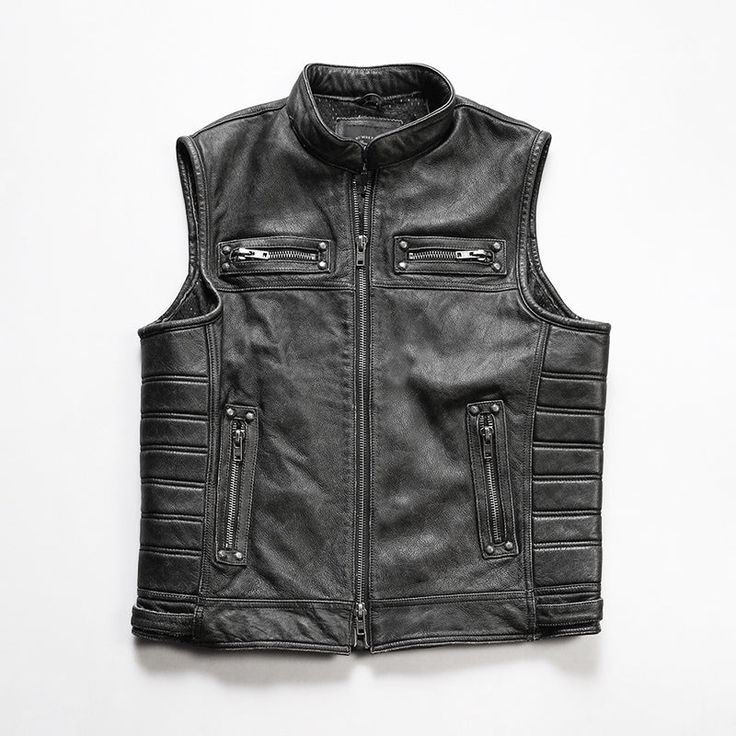 Motorcycle Enthusiasts! Want to create a layered outfit? The Motorcycle Rivets Genuine Leather Vest is a good choice for you. Because wearing a leather vest will expose your underlying shirt or top. A long sleeve shirt or sweatshirt with a good vest is enough to keep you warm when riding in cold temperatures. Features: 2.75-3.0 oz (1.1-1.2 mm) medium weight Cowhide Premium Leather shell Twin front chest pockets with zipper closure Twin handwarmer pockets with zipper closure Reinforced armholes a Layered Outfit, Leather Motorcycle Gloves, Heated Clothing, Motorcycle Jeans, Denim Vests, Motorcycle Pants, Motorcycle Vest, Moto Jeans, Motorcycle Gloves