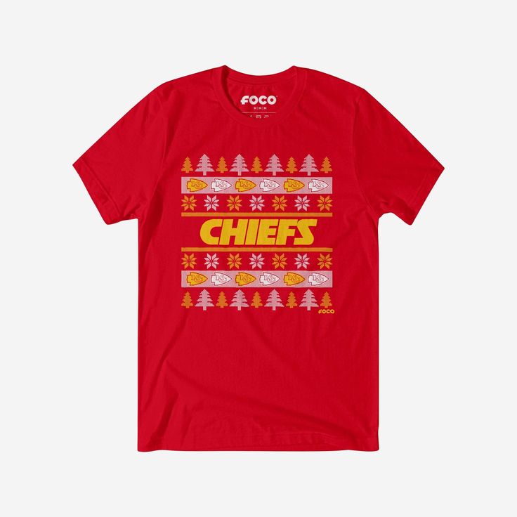 Kansas City Chiefs Holiday Sweater T-Shirt FOCO S - FOCO.com Kansas City Chiefs Shirts, Chiefs Shirts, Office Holiday Party, Office Holiday, Team T Shirts, Holiday Sweater, Team Shirts, Kansas City Chiefs, Look At You