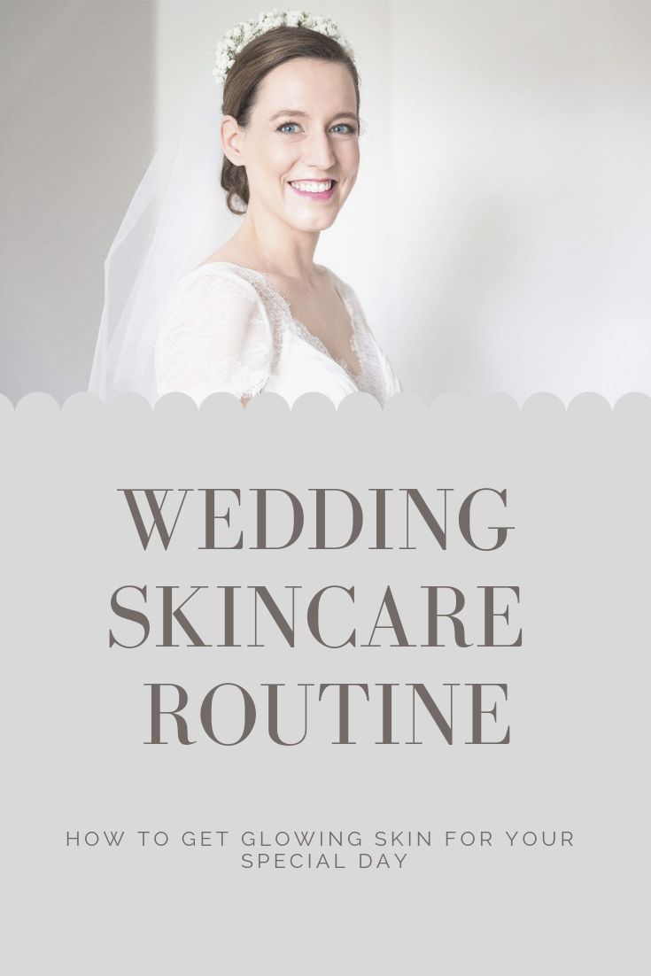 a woman wearing a wedding gown and veil with the words, wedding skin care routine how to get glowing skin for your special day