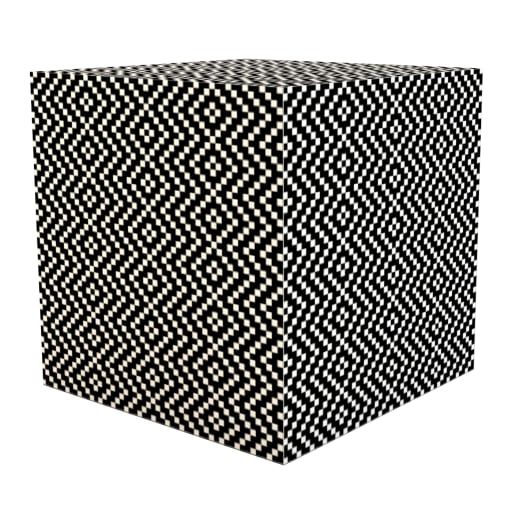 a black and white checkered pattern on the side of a box