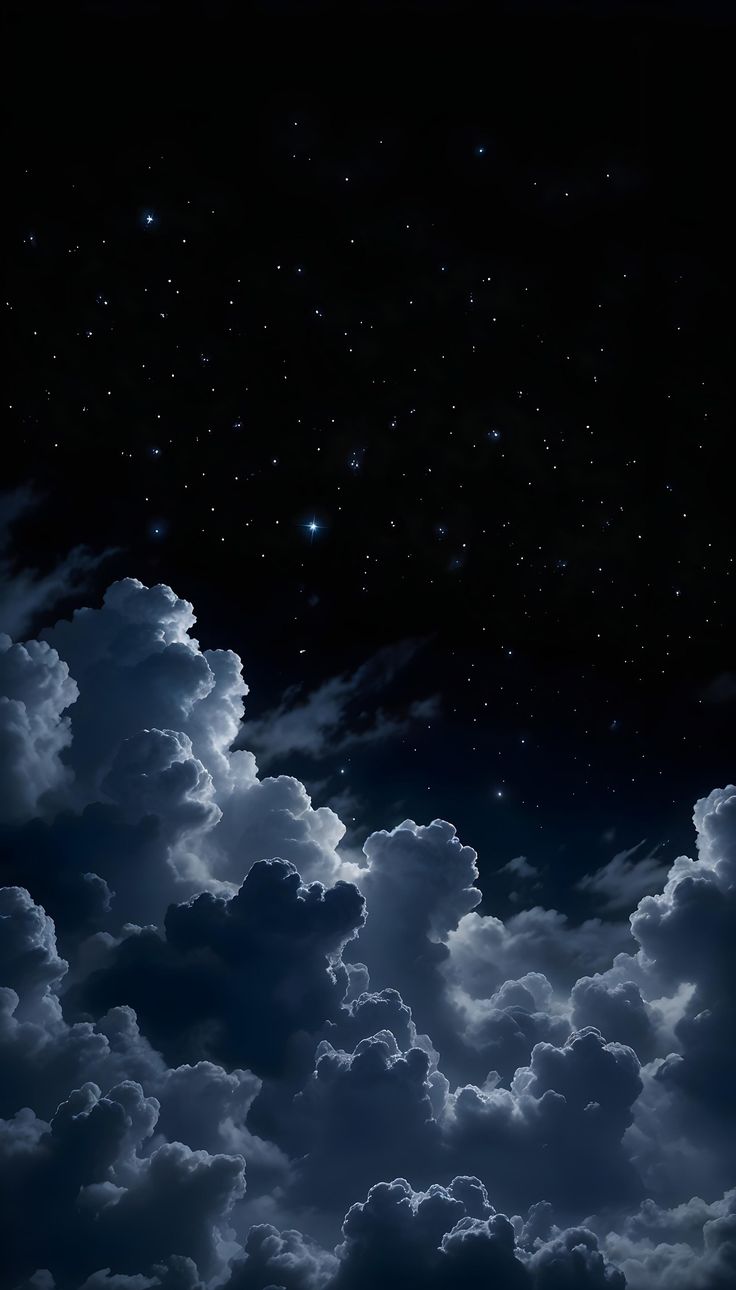 the night sky is full of stars and clouds