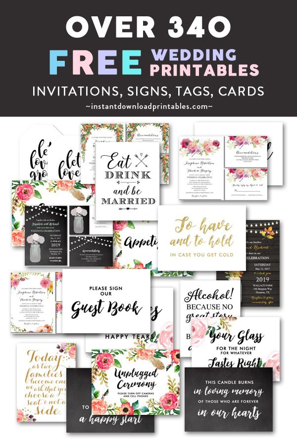 wedding stationery cards with flowers and calligraphy on them, including the words over 340 free printables