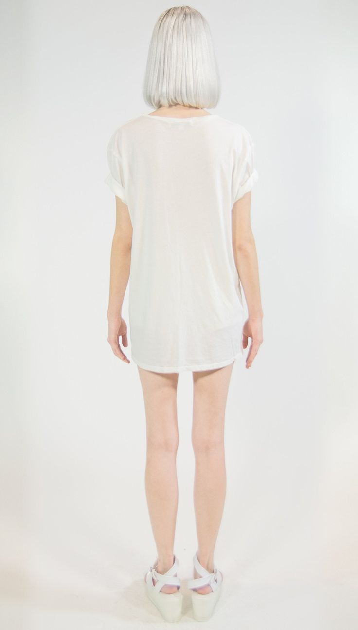 MF SPLIT RIBCAGE T-SHIRT | Iridescent White - MF Oversized T-shirt With Shirttail Hem For Summer, Summer Loungewear Top With Shirttail Hem, White Relaxed Fit Short Sleeve Top For Loungewear, Summer Loungewear T-shirt With Shirttail Hem, White Short Sleeve T-shirt For Loungewear, White Relaxed Fit Tops With Shirttail Hem, White Tops With Relaxed Fit And Shirttail Hem, White Relaxed Fit Top With Shirttail Hem, Summer Tops With Shirttail Hem