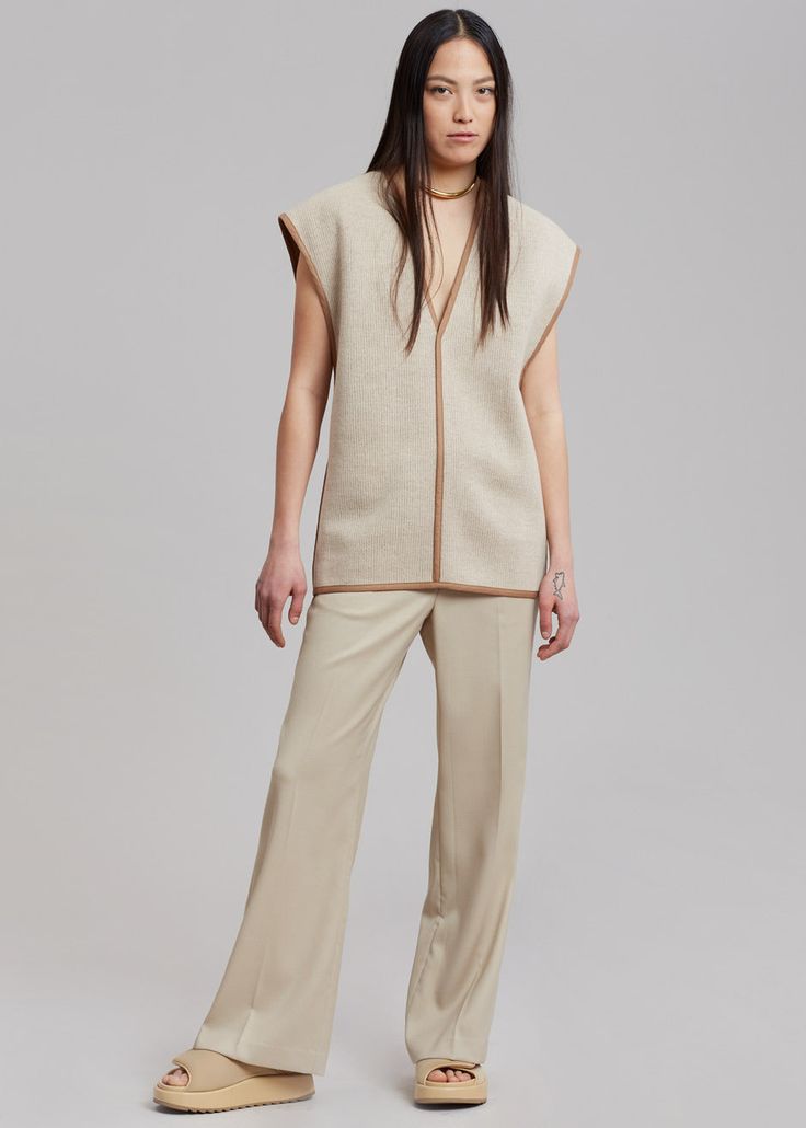 By Malene Birger Stephanie Vest - Bamboo Vest By Malene Birger Japan Outfit, Denim Suit, Fall 23, Paris Woman, Made In Romania, Contrast Piping, Malene Birger, By Malene Birger, Shoes Socks