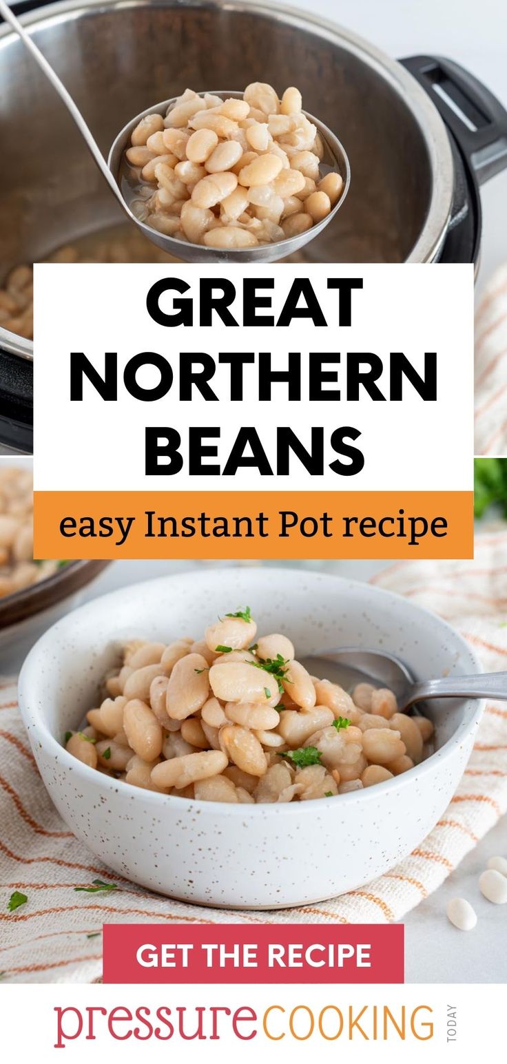 the recipe for great northern beans is shown in this image