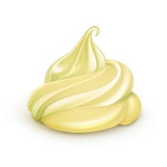 a yellow whipped cream on a white background