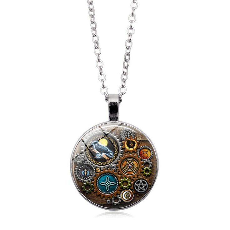 Introducing the Popular Steampunk Mechanical Time Stone Necklace! This fashion-forward statement piece is perfect for steampunk lovers, cosplayers, and industrial enthusiasts Its unique design features intricate Gear-like mechanisms, metallic accents, and beautiful Time Stones for a stylish impact. The necklace is constructed with an adjustable chain for a comfortable fit, while the Time Stones add a touch of personality. Whether for special occasions, costume events, or everyday looks, this Vic Steampunk Style Metal Necklace With Adjustable Chain, Steampunk Metal Necklace With Adjustable Chain, Steampunk Necklace With Adjustable Metal Chain, Steampunk Silver Metal Necklaces, Silver Steampunk Metal Necklace, Steampunk Silver Pendant Necklace, Silver Steampunk Pendant Necklace, Handmade Steampunk Metal Necklace, Steampunk Metal Round Pendant Jewelry