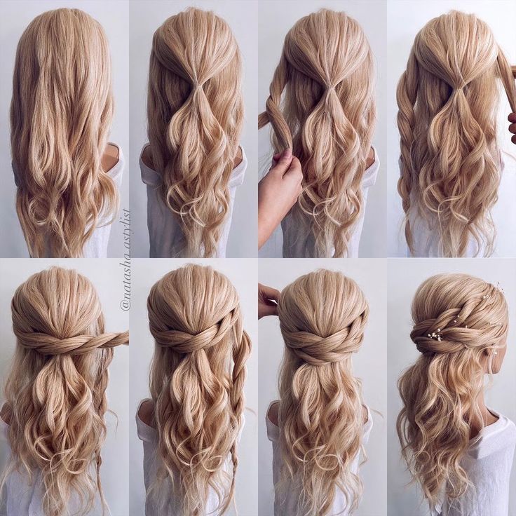 P I C T O R I A L . . // another half up half down hairstyle Step- by- step 1. Start with the hair down 2. Section of the crown area… | Instagram Wavy Or Curly Hair, Half Up Wedding Hair, Open Hair, Wedding Hair Half, Diy Wedding Hair, Half Up Half Down Hair Prom, Guest Hair, Long Hair Wedding Styles, Prom Hairstyles For Long Hair