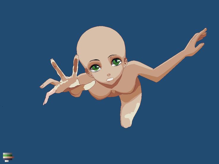 a cartoon character floating in the air with her hands out and eyes wide open, looking like an alien