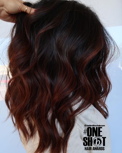 Dark Brown And Red Hair Balayage, Brown And Red Hair Balayage, Dark Brown Hair With Burgundy Highlights, Ombre For Dark Brown Hair, Dark Red And Brown Hair, Dark Red Highlights On Dark Hair, Mahogany Highlights On Dark Hair, Black And Auburn Hair, Dark Balayage Black