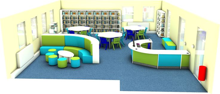 Modern School Library Design, Modern High School Library Design, School Library Circulation Desk, Elementary Library Furniture, Contemporary Library, Primary School Library, Library Furniture School, School Library Design, Daycare Center