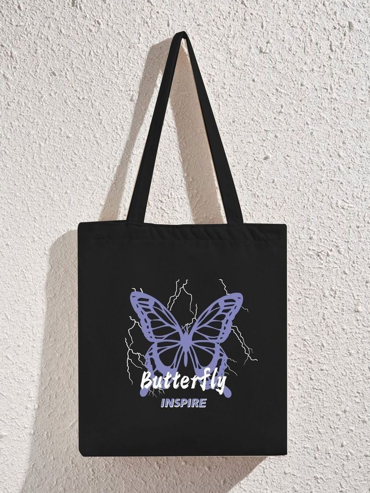 Cavas Bag, Diy Tote Bag Design, Handpainted Tote Bags, Canvas Shopper Bag, Easy Diy Clothes, Canvas Bag Design, Rose Butterfly, Diy Fashion Hacks, Diy Tote Bag