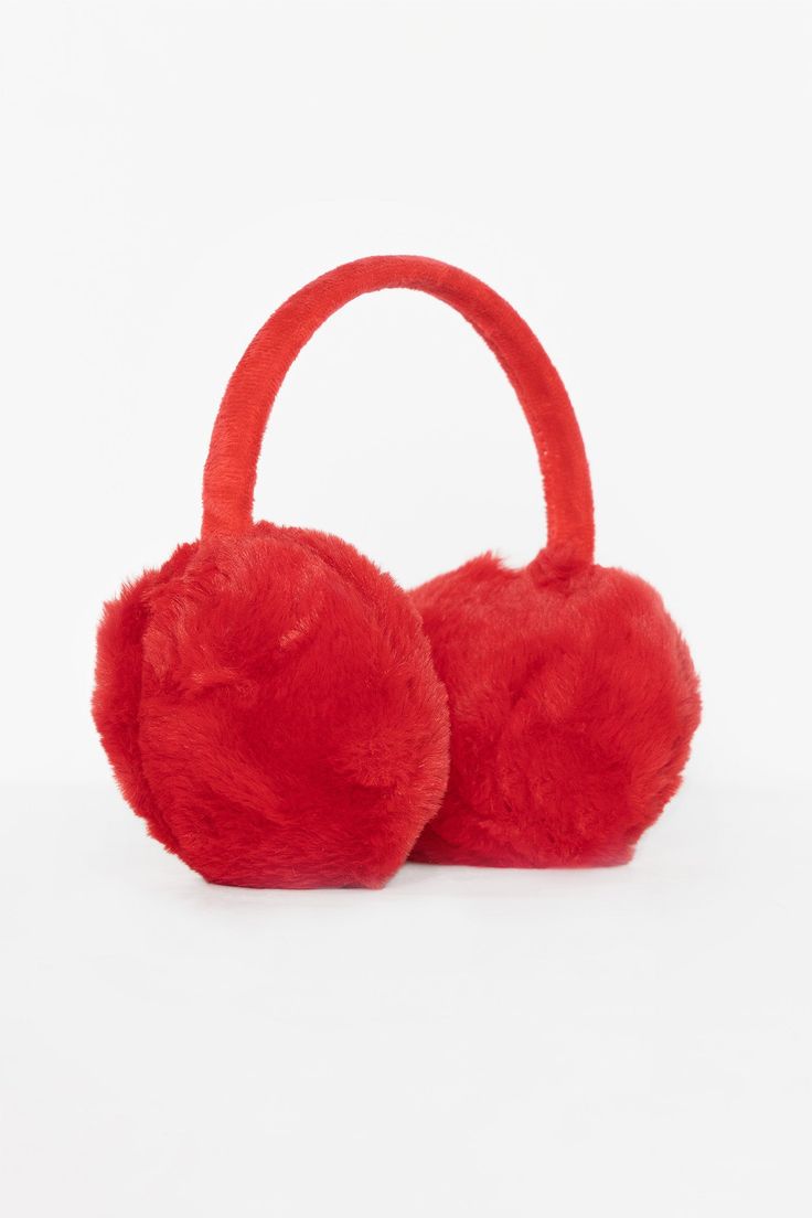 These synthetic earmuffs feature an adjustable headband and will keep your ears cozy and warm in the winter with their faux fur texture. These deadstock earmuffs are part of our Objet Trouvé Marketplace collection and are not made by Los Angeles Apparel. | Objet Trouvé/Deadstock Earmuffs for Women in Red Red Earmuffs, White Thigh High Socks, Women In Red, King Horse, Orange Copper, Los Angeles Apparel, Fur Texture, Red Slippers, Luxury Hats