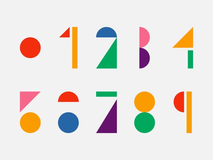 colorful numbers and shapes on a white background