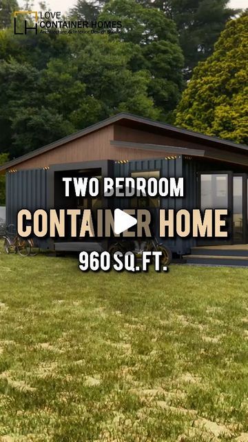 two bedroom container home in the yard with text overlay that reads, two bedroom container home