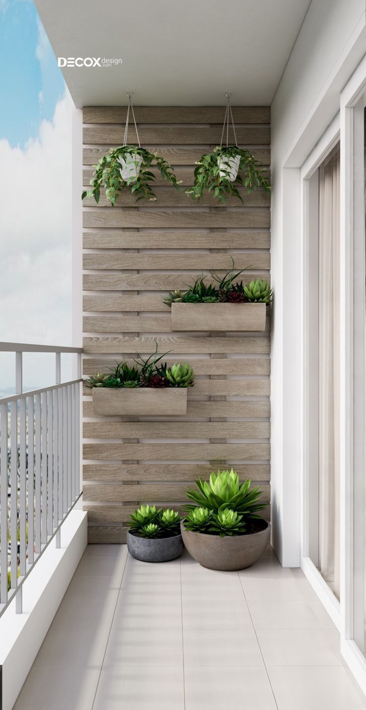 two planters on the side of a wooden wall