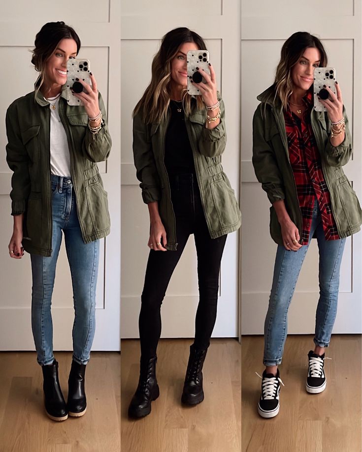 Army Jacket Women Outfit, Green Utility Jacket Outfit, Winter Styles For Women, Army Green Jacket Outfit, Olive Jacket Outfit, Cargo Jacket Outfit, Anorak Jacket Outfit, Olive Green Jacket Outfits, Army Jacket Women