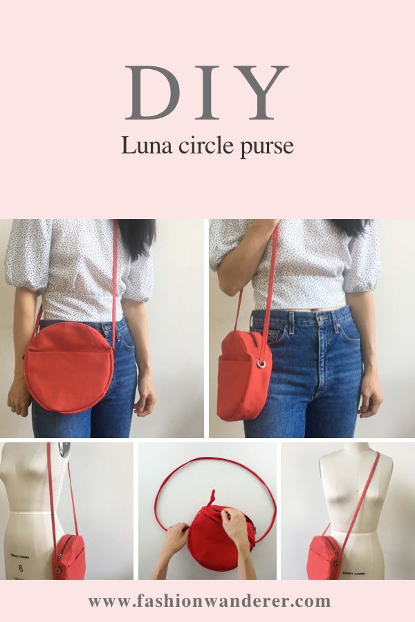 the instructions for how to make a circle purse with an attached strap and zipper closure