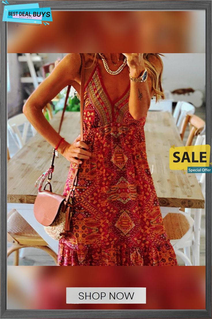 Strap Bohemian Print Dress Bohemian Midi Mini Dress For Beach, Bohemian Midi Mini Dress For Beach Season, Boho Print Midi Dress For Fall Vacation, Fall Boho Print Midi Dress For Beach, Fall Boho Print Midi Dress For Vacation, Fall Vacation Boho Print Midi Dress, Fall Boho Midi Dress For Beach, Bohemian Mini Dress With Boho Print For Brunch, Chic Boho Dress With Boho Print For Spring