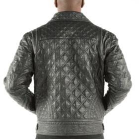 Pelle Pelle Black Quilted Leather Jacket Luxury Black Quilted Jacket For Winter, Black Quilted Leather Jacket For Winter, Black Quilted Biker Outerwear, Quilted Biker Leather Jacket, Luxury Black Quilted Jacket, Black Quilted Biker Leather Jacket, Luxury Long-sleeve Quilted Outerwear, Luxury Quilted Puffer Jacket For Fall, Luxury Quilted Long Sleeve Outerwear