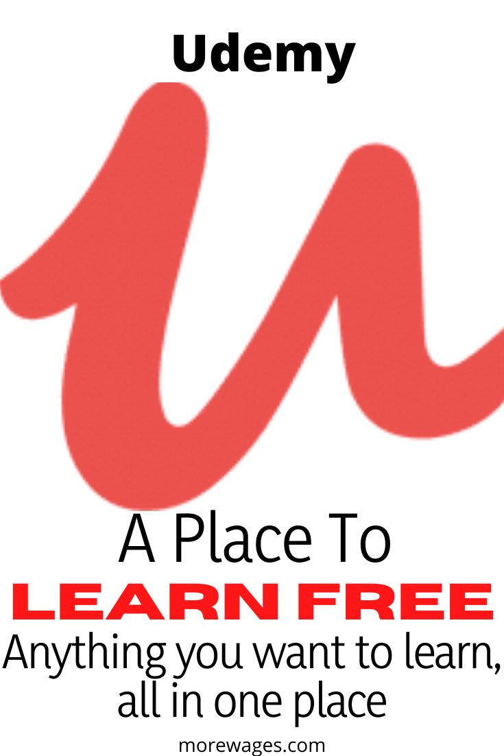 a poster with the words udemy written in red and black on white background