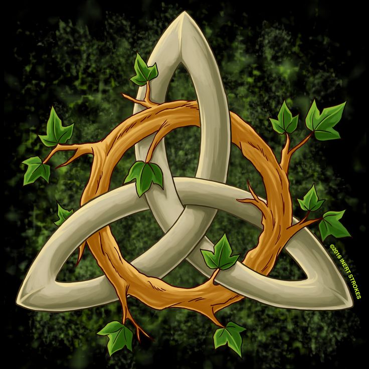 an image of a celtic knot with leaves on it