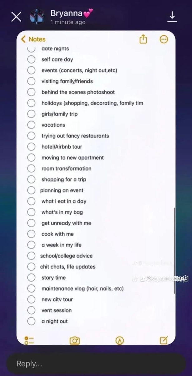 a phone screen with a list on it