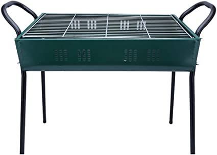 an outdoor grill with two legs on it