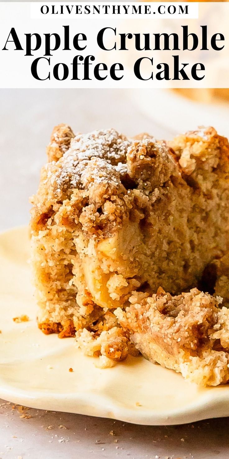 an apple crumble coffee cake on a plate