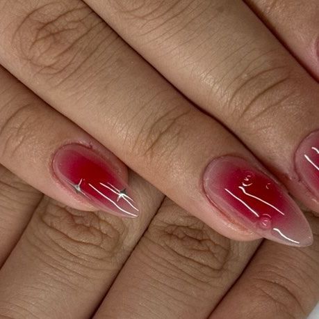 Somberita Nails on Instagram: "Cherry aura on gel x 🍒" Cherry Red Aura Nails, Red And White Aura Nails, Red Festival Nails, Red And Blue Aura Nails, Cherry Aura Nails, Clear Aura Nails, Dark Red Aura Nails, Nail Inspo Cherry, Aura Nails Red