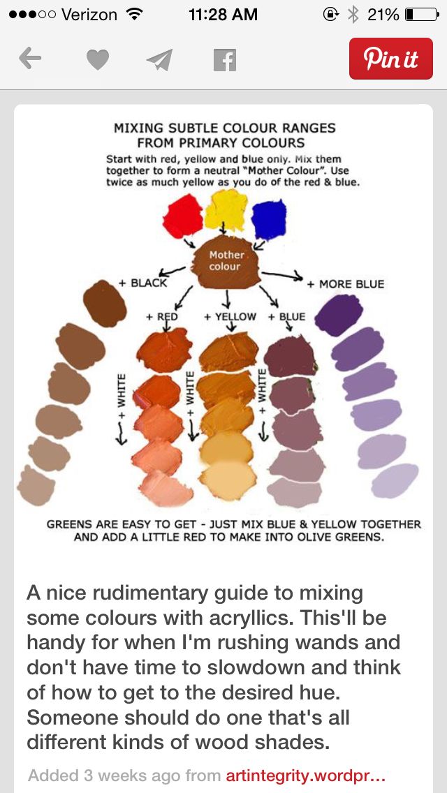 the color chart for different shades of paint, including red and blue with text that reads mixing