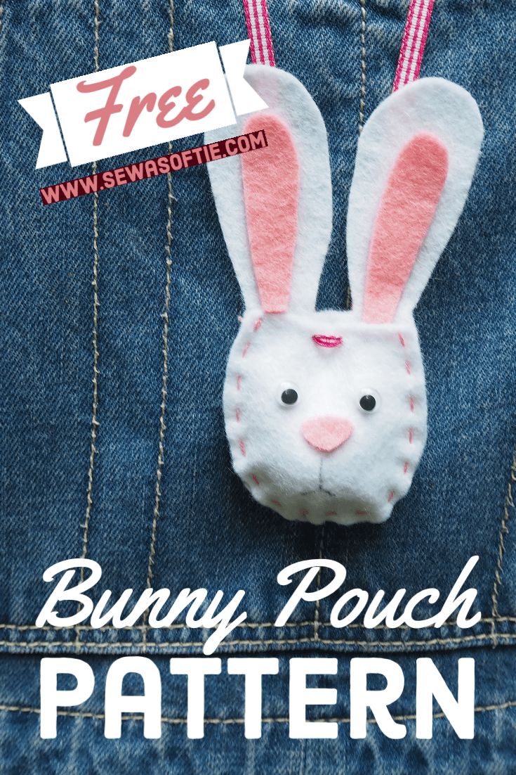 the bunny pouch pattern has been made from jeans