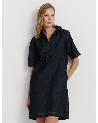 A streamlined silhouette and denim define the modern versatility of this chic shift dress.Size & Fit• Fits true to size, order your normal size• Designed for a relaxed fit• Designed to hit above the knee• Approx. 37.5 body length from center back of neck to hem, based on a size medium. Changes 0.5 between sizes• Model measurements: 5'10 height, wearing a size small Features Elegant Collared Denim Dress For Work, Elegant Short Sleeve Denim Workwear Dress, Chic Short Sleeve Denim Dress For Work, Elegant Short Sleeve Denim Dress For Work, Elegant Short Sleeve Denim Dress, Chic Relaxed Fit Denim Dress, Ralph Lauren Shirt Dress For Spring, Ralph Lauren Short Sleeve Dresses For Work, Short Sleeve Ralph Lauren Dresses For Work