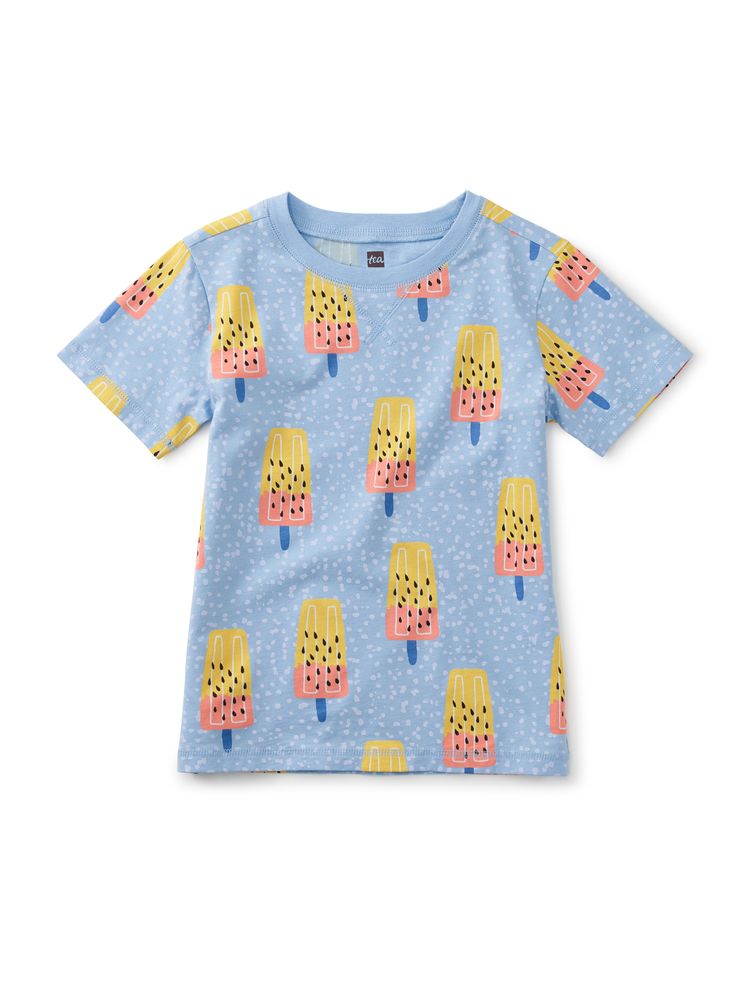 They'll feel super cool in our Tropical Popsicle tee that's basically summertime on a shirt. Crafted from 100% soft cotton jersey that holds its vibrant colors and style no matter how many washings. Above thigh length. Matching family styles are available in our Sibling Shop. Playful Printed Short Sleeve T-shirt, Summer Cotton T-shirt With Cartoon Print, Yellow Cartoon Print T-shirt For Summer, Playful Cotton Short Sleeve T-shirt, Playful Cartoon Print Tops For Spring, Playful Tops With Funny Print For Spring, Playful Cotton T-shirt For Spring, Cool Summer Tops With Crew Neck, Cool Crew Neck Summer Tops