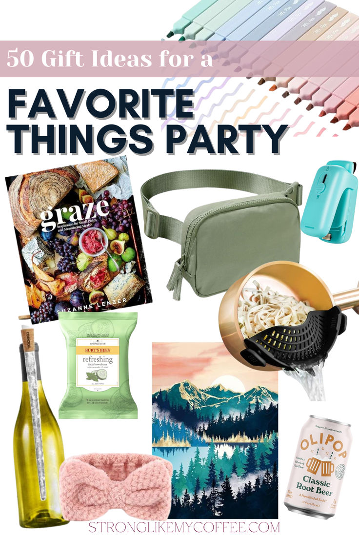 some items that are on display with the words favorite things party