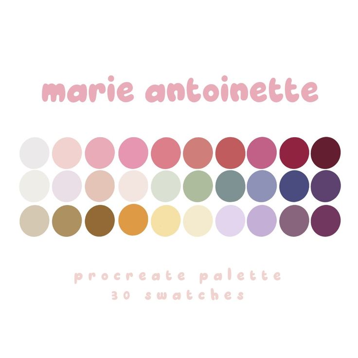 the cover for marie antoniette's book, procreate palette 30 swatches