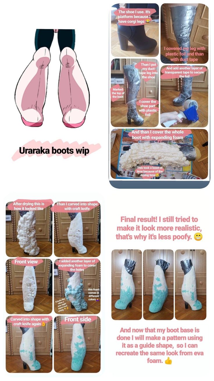 the instructions for how to make boots with socks and boot covers on them, including an image