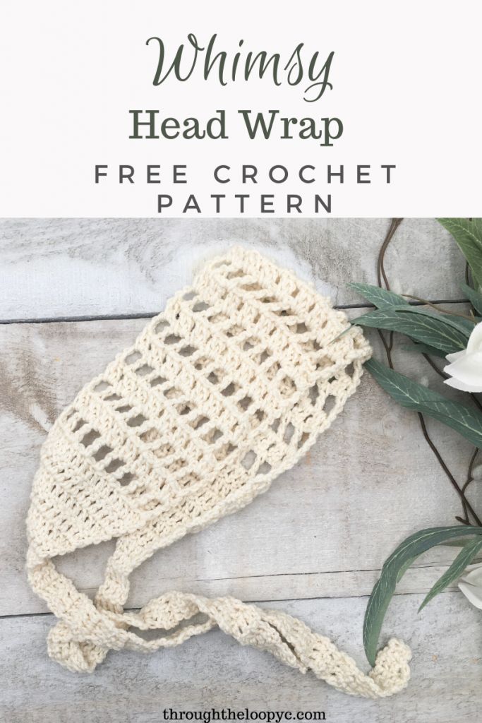 a crochet bag with the words, whimsy head wrap free crochet pattern