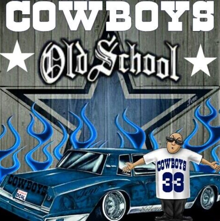 the cowboy's old school poster features a man standing in front of a car