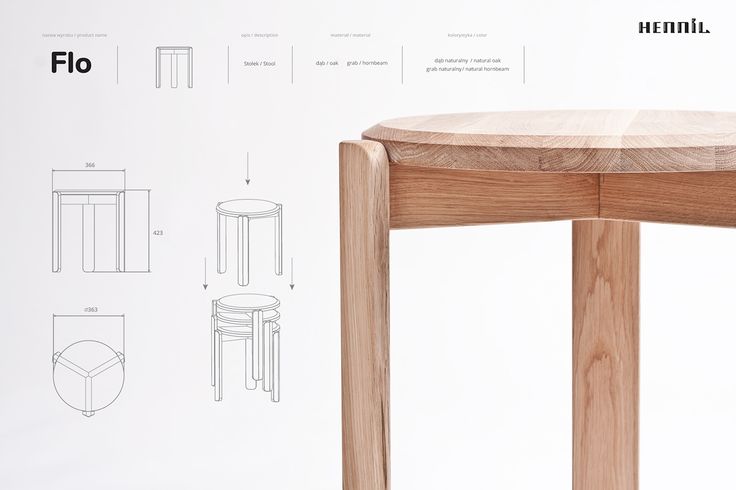 an image of a wooden stool with measurements