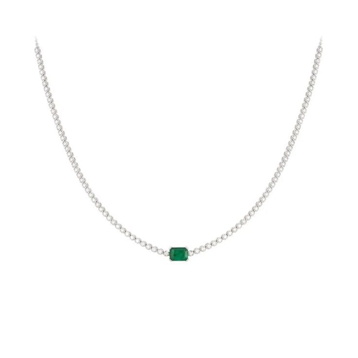 Jenny Emerald Diamond Necklace-Princess Jewelry Shop 4 Diamond Necklace, Emerald Diamond Necklace, Diamond Ear Cuff, Princess Jewelry, Diamond Tennis Necklace, Gemstone Bangle, Bezel Set Diamond, Tennis Necklace, Charm Rings