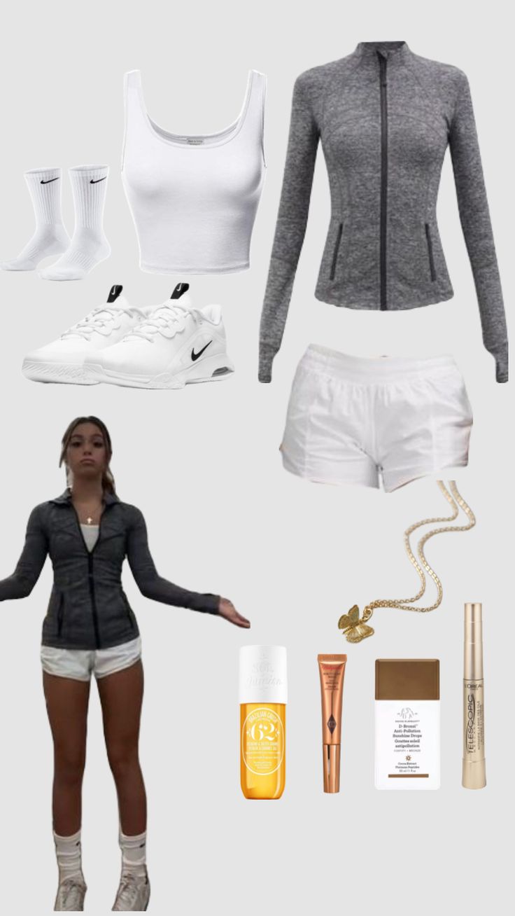 Gym Strip Outfits School, Track And Field Practice Outfits, Athlete Aesthetic Outfits, Athletic Fits Aesthetic, Nike Pro Outfit Ideas, Pe Class Outfit, White Athletic Shorts Outfit, How To Style Athletic Shorts, Outfits With Athletic Shorts