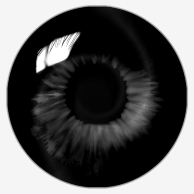 an eyeball is shown in black and white, with the reflection of it's iris