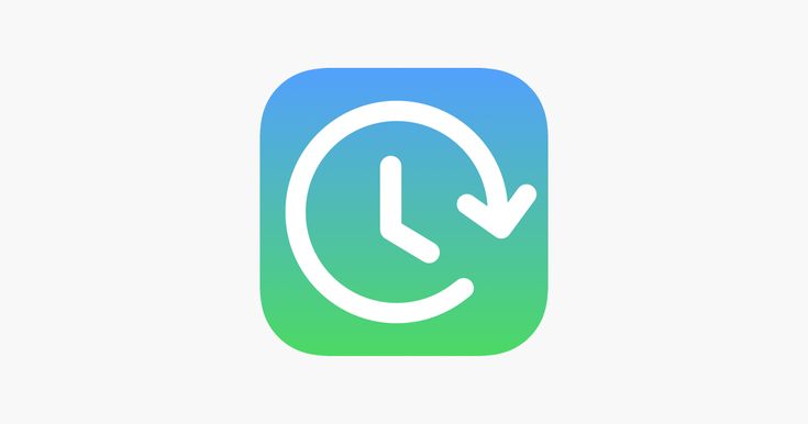 the clock icon on an app with green and blue colors, which is pointing to the left