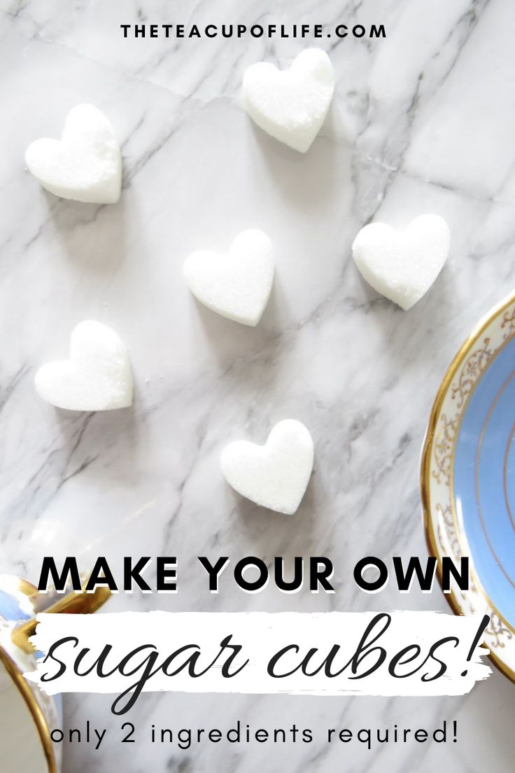 sugar cubes on a plate with the words make your own sugar cubes only 2 ingredients required