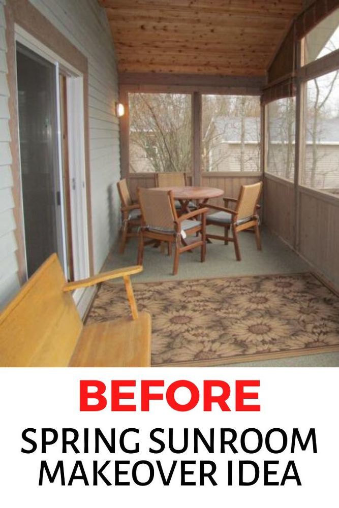 the before and after photos of a sunroom makeover