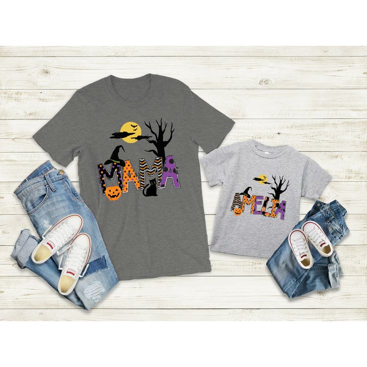 Mama Halloween Matching Shirt, Fall T-Shirts, Pumpkin T-Shirt, Halloween Mom Shirts, Pumpkin Shirts, Womens Fall Shirts, Cute Witch Shirt Match your shirt to your children's personalized halloween shirts! Perfect for fall and halloween parties! Mom's helping with parties at school will be dressed to party! Find matching children's shirts here. Toddler Sizes, Youth Sizes Available in White, Orange, Deep Heather Grey, Heather Purple. ✔️High Quality Materials100% cottonClassic fitTear-away label ✔️ Family Matching Halloween T-shirts, Family Matching Halloween T-shirt With Letter Print, Family Matching Halloween Tops With Graphic Print, Family Matching Halloween Graphic Print Tops, Family Matching Halloween Tops Short Sleeve, Family Matching Halloween T-shirt Crew Neck, Halloween Family Matching Crew Neck T-shirt, Womens Fall Shirts, Halloween Matching