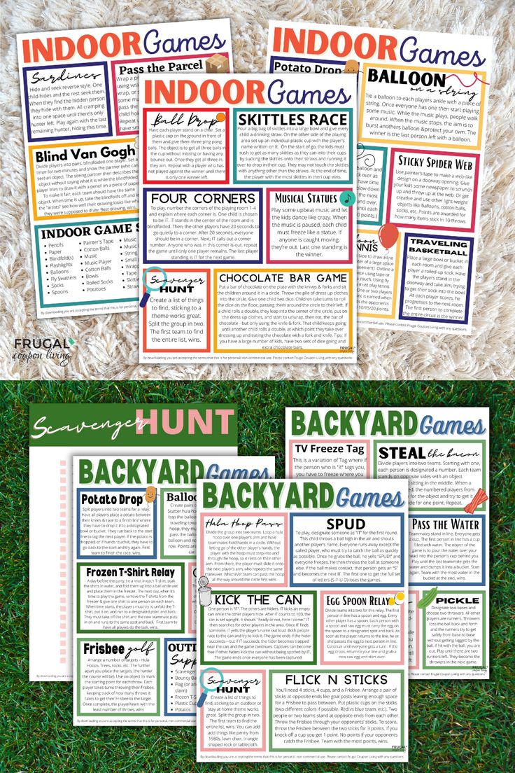 the backyard games flyer is shown in two different colors and sizes, with text on each side